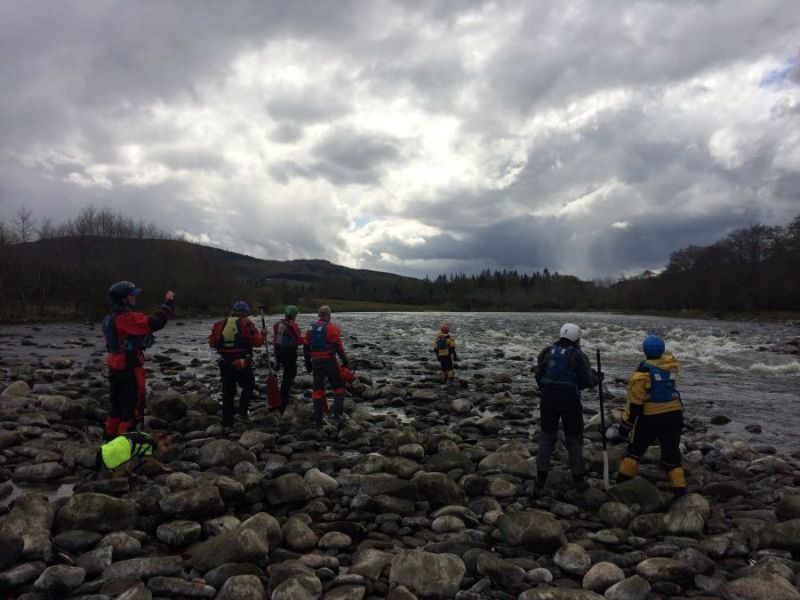 Scouting the Washing Machine before running the rapids