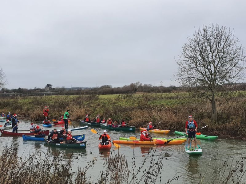 Bedfordshire Christmas Jumper Paddle on Bedford Embankment, river Great Ouse