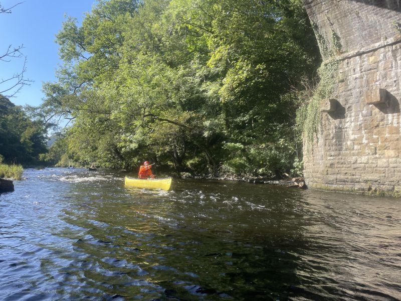 Above the Chain Link Bridge on the River Dee approaching the rapids